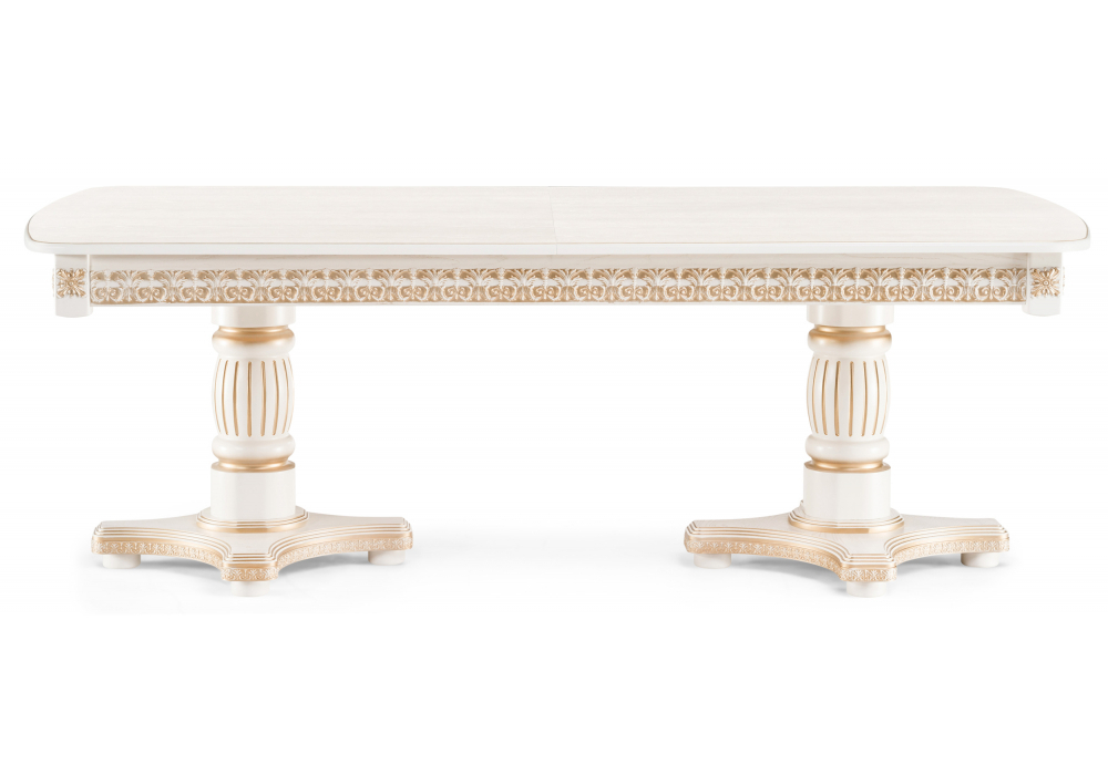 Стол деревянный Woodville Морнит 220(320)х110 слоновая кость, золото