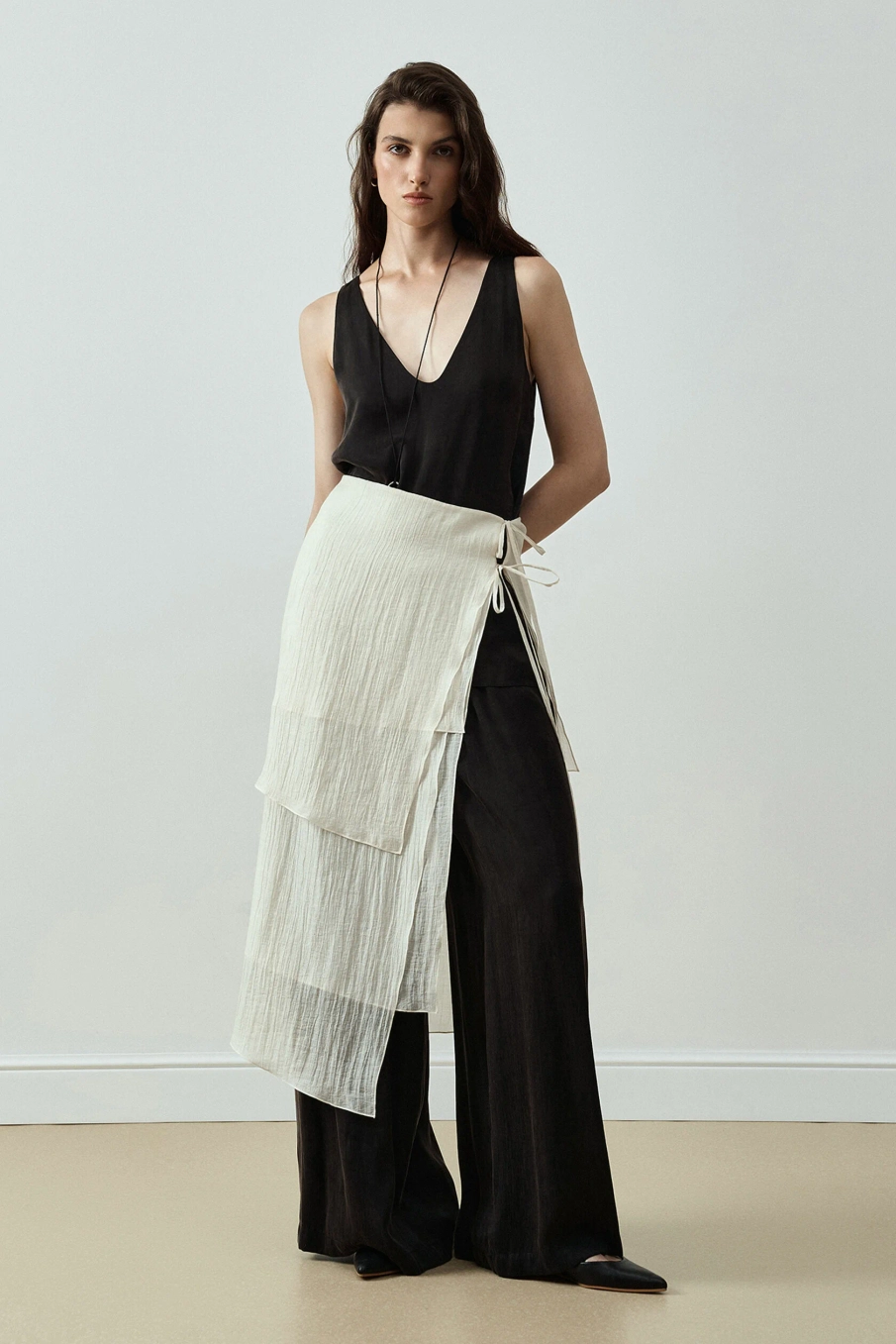 Юбка из жатого тенселя на завязках Ripple / Волна