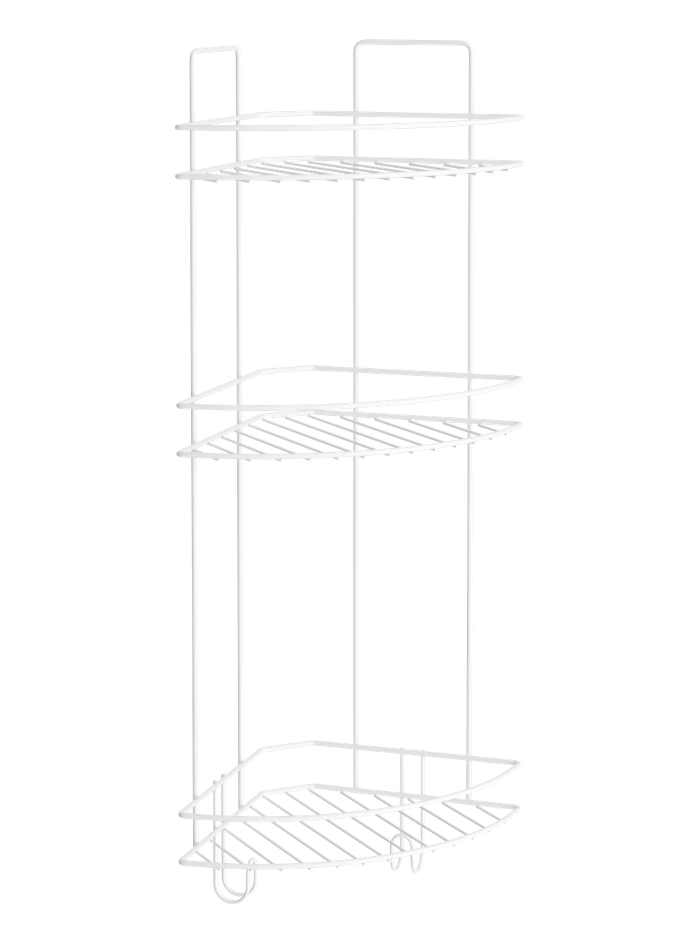 Полка для душа DIWO Тула P.Tu.3/2.Tp.w угловая, подвесная, термопластичная, белая, с крючками, на присосках