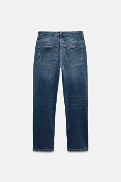 ZARA ДЖИНСЫ СВОБОДНОГО КРОЯ ИЗ КОЛЛЕКЦИИ ZW С СРЕДНЕЙ ПОСАДКОЙ, СИНИЙ