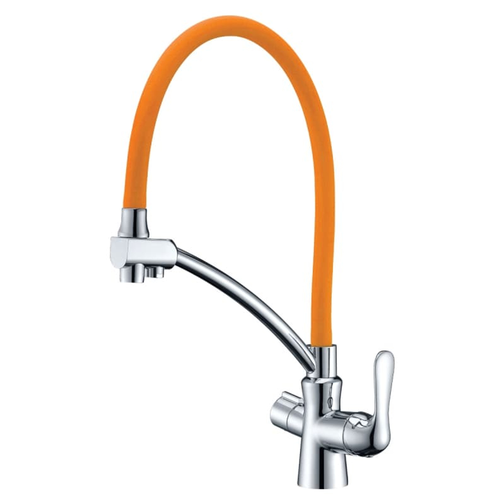 LM3070C-Orange Комфорт Смеситель для кухни, с гибким изливом,  с подключением к фильтру питьевой в