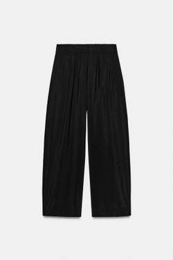 ZARA УКОРОЧЕННЫЕ БРЮКИ НА РЕЗИНКЕ, ЧЕРНЫЙ