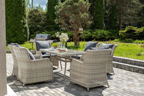 "Неаполь" обеденная группа плетеная из искусственного ротанга, цвет соломенный