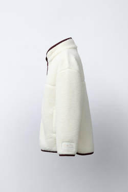 ZARA КУРТКА ИЗ ИСКУССТВЕННОЙ ОВЧИНЫ С ОТОРОЧКОЙ, ЭКРЮ