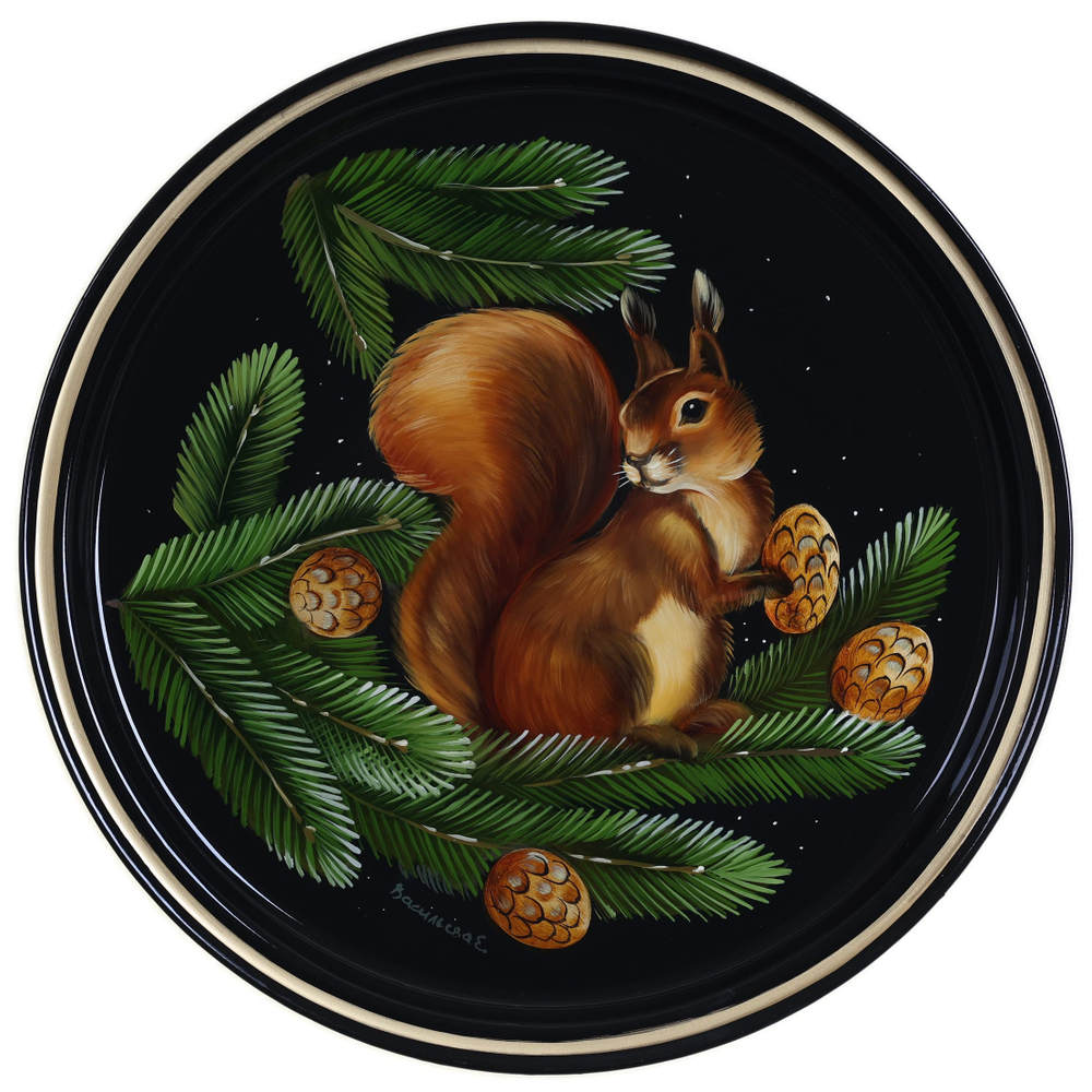 Жостовский поднос декоративный, размер 30 см (A9), металлический