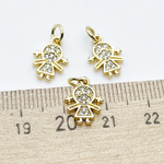 Подвеска Девочка, позолота, фианиты, размер 12*9 мм, цена за 1 шт