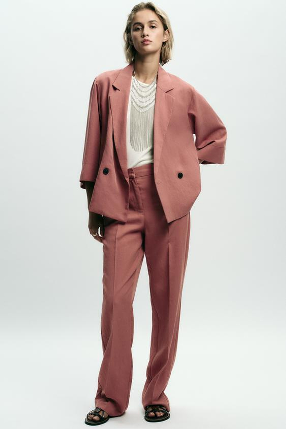 ZARA ПРЯМЫЕ БРЮКИ С ЭЛАСТИЧНЫМ ПОЯСОМ, МАРСАЛА