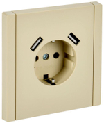 Розетка с заземлением с 2 USB  IEK FP-R14-16-U21-D31-K10