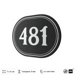 Номерок на дверь квартиры 481, для кабинета, офиса, шильдик 9 х 7 см, черный, Айдентика Технолоджи