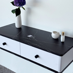 Подвесной туалетный столик консоль Royal 5310 эко (Мрамор Неро-р.черная)