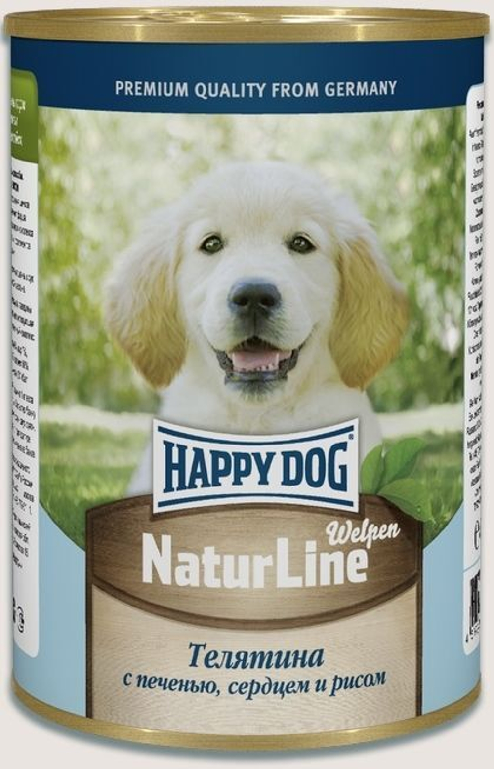 Консервы для щенков с Телятиной, печенью, сердцем и рисом, 410г Happy Dog Natur Line