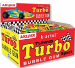 Резинка жевательная недражированная "TURBO" со вкусами вишни, дыни, персика 100шт*10блоков.