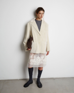 Юбка из шелка с вышивкой молочный