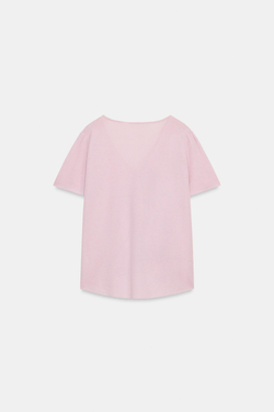 ZARA ТРИКОТАЖНЫЙ ТОП С ВОЛАНАМИ, ЦВЕТ РОЗОВОГО ДЕРЕВА