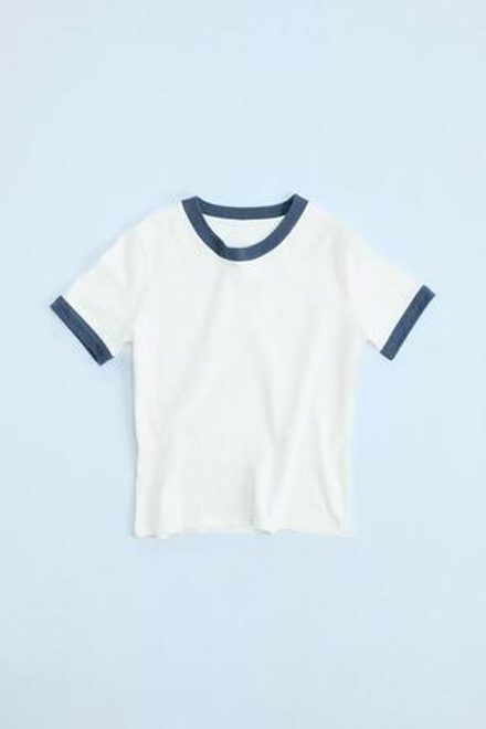 ZARA ФУТБОЛКА С ЭФФЕКТОМ ПОТЕРТОСТИ И РУБЧИКОМ, СИНИЙ