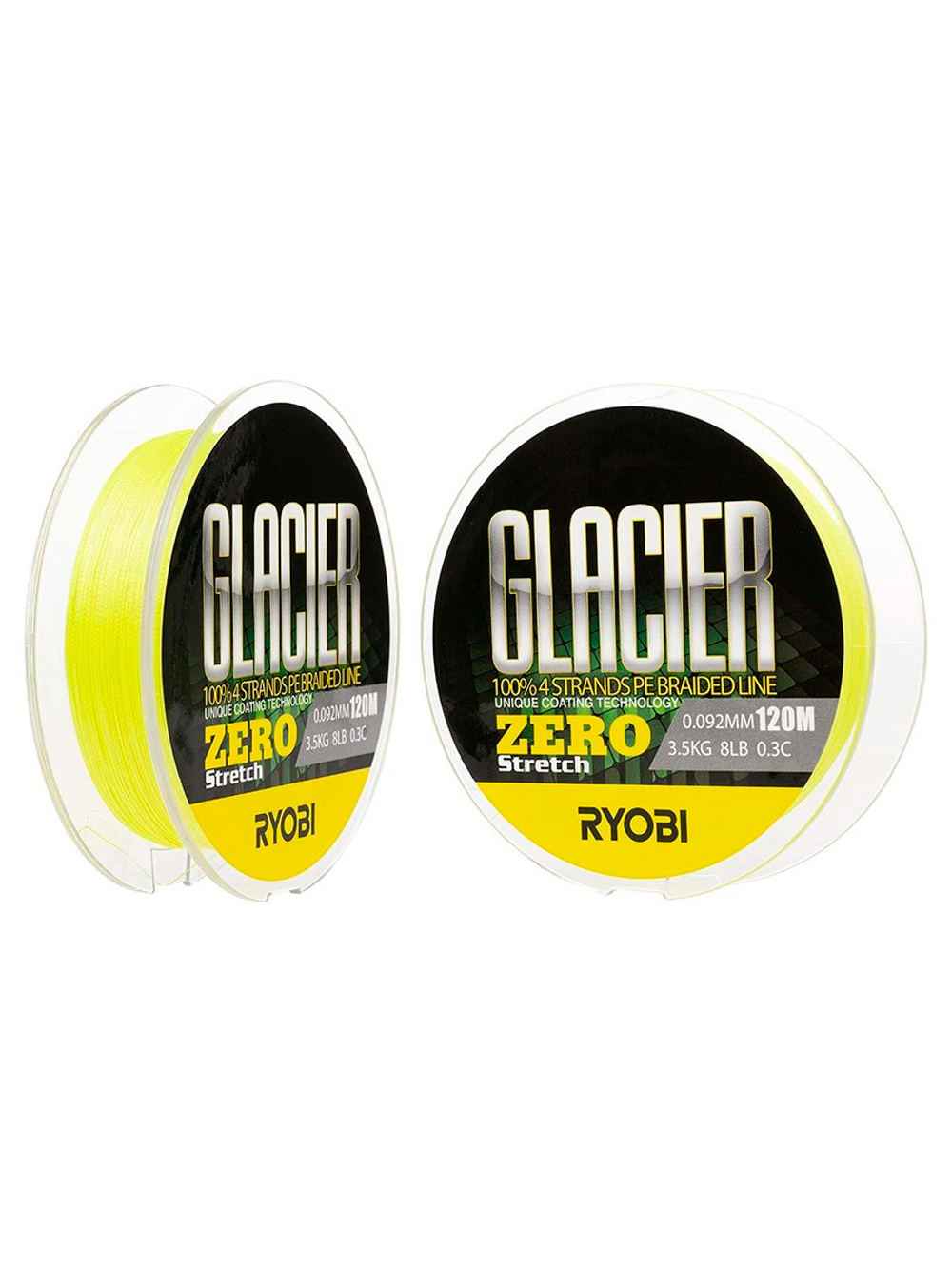Шнур плетеный для рыбалки Ryobi GLACLER ZERO-120M yellow 0.3/d-0.092mm