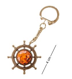 AM- 097 Брелок «Штурвал» (латунь, янтарь)