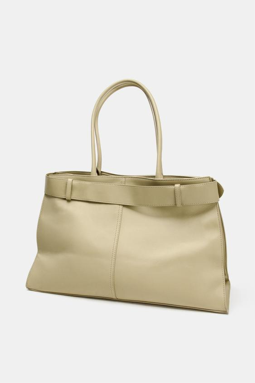 ZARA ГОРОДСКАЯ СУМКА ИЗ КОЖИ С РЕМНЕМ, БЕЖЕВЫЙ