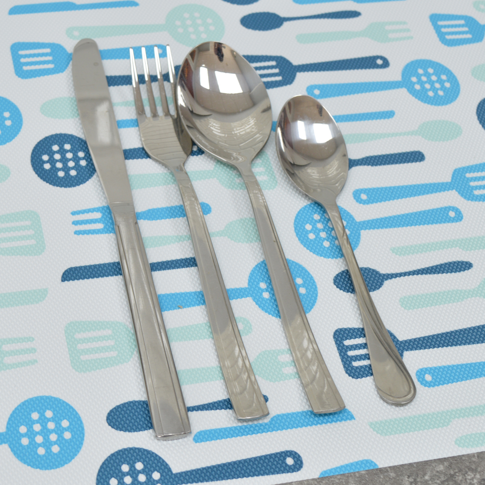 Коврик для кухонных ящиков в рулоне 45*150см "Ложки-вилки", сине-голубой