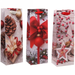 Пакет под бутылку 12,8*36*8,4 см «Подарки», микс
