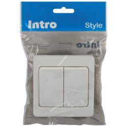 Выключатель Intro Style 7-104-01 двойной, 10А-250В, IP20, СУ, белый