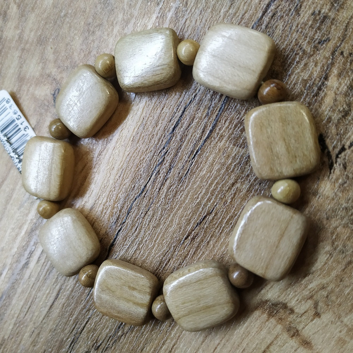 Браслет Камешки, дерево, цвет светло-коричневый, ширина 1,3 см