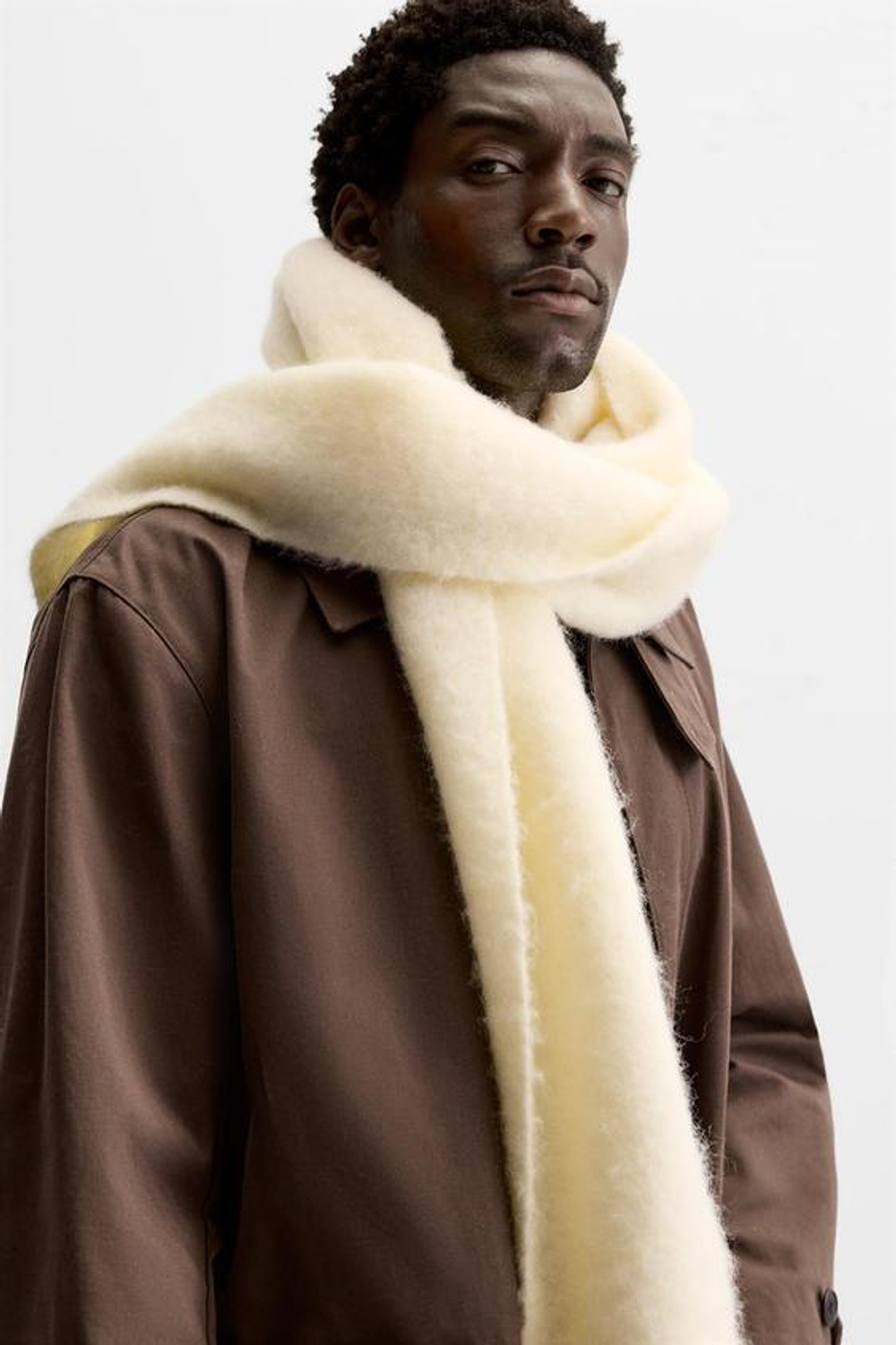 ZARA ШАРФ С РЕЛЬЕФНЫМ УЗОРОМ, ЭКРЮ