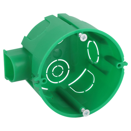 Коробка установочная ЭРА KUTS1-68-45-green зеленая 68х45мм для твердых стен с саморезами, один стыковочный узел IP20