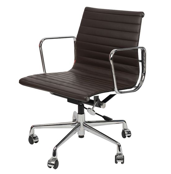 Офисное кресло Eames Ribbed EA 117 темно-коричневая кожа