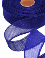 Лента Льняная 4см х 28м с проволокой (Синий)