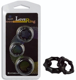 Набор из 3 черных рельефных эрекционных колец (Цвет: черный)