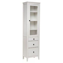 Шкаф для посуды, 50х198х37, Кантри 13, с витриной, белый лак