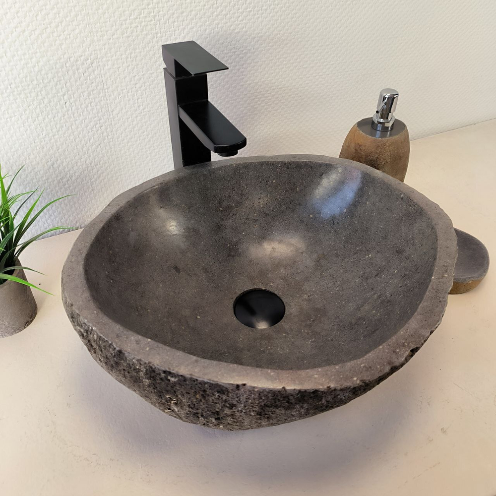 Раковина из речного камня RS-66019 45х38х15 из натурального камня