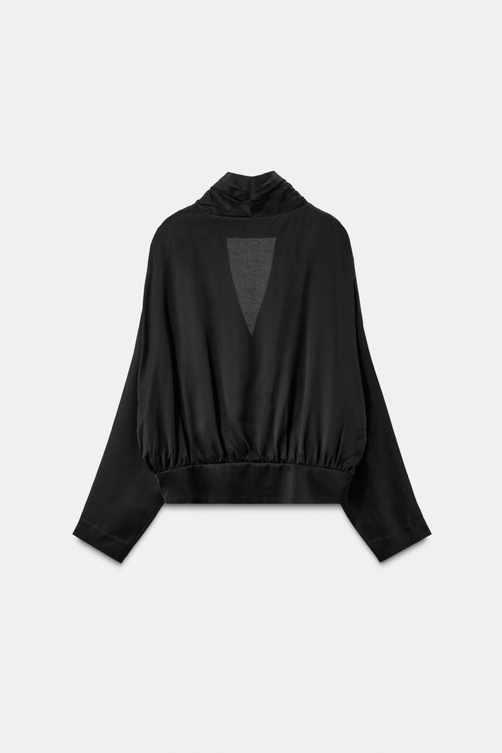 ZARA АТЛАСНАЯ РУБАШКА-БЛЕЙЗЕР СВОБОДНОГО КРОЯ, ЧЕРНЫЙ