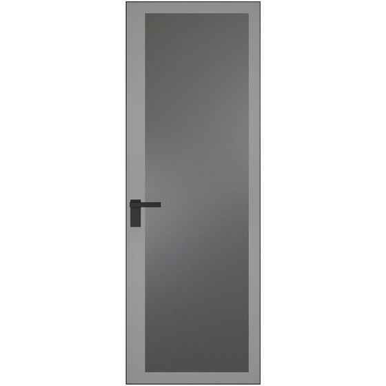 Алюминиевая дверь 2AGК кромка чёрная матовая RAL9005 стекло мателюкс графит прокрас серый