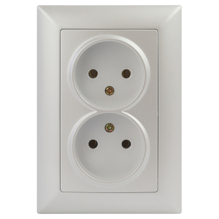 Розетка Intro Solo 4-204-06 без заземления двойная 2х2P 16А-250В IP20 СУ перламутр