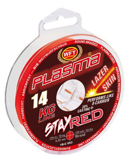Леска плетёная WFT KG PLASMA LAZER SKIN Stay Red 150 м, 0.12 мм