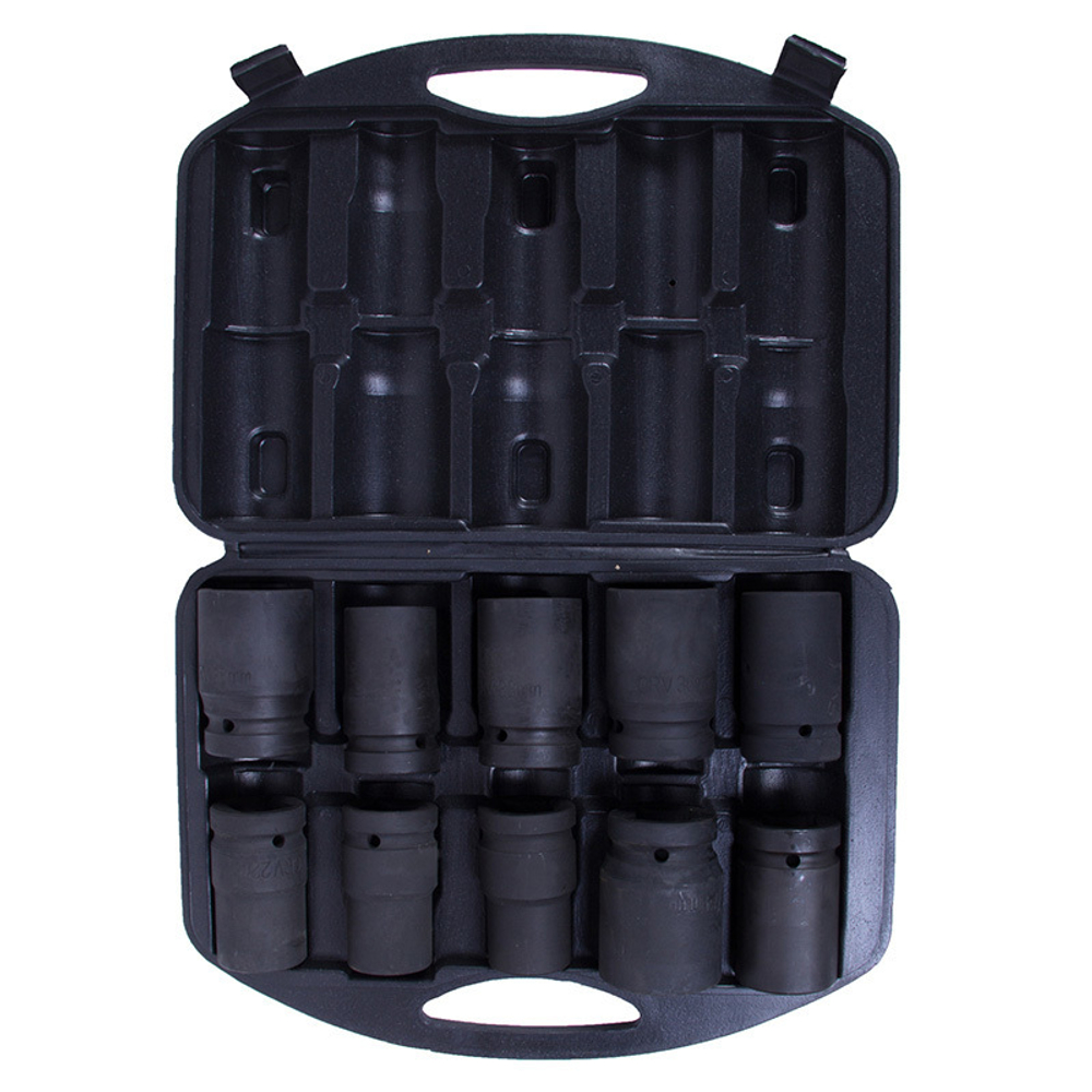 МАСТАК (100-68010C) Набор глубоких торцевых головок 1", шестигранные, 21-41 мм, для мультипликатора, 10 предметов