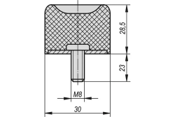 Демпфер (буфер резинометаллический) M8x23 до 35 кг