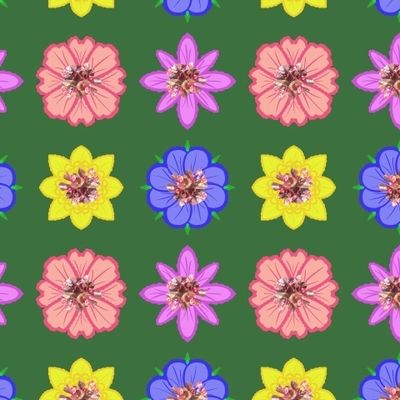 Цветы (разноцветный на зелёном)