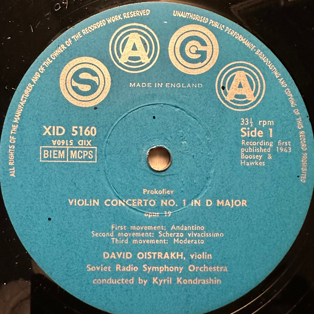 Прокофьев - Концерт для скрипки №1 / Концерт для фортепиано с оркестром №1 / Сюита из оперы «Золушка» (Англия 1963г.)