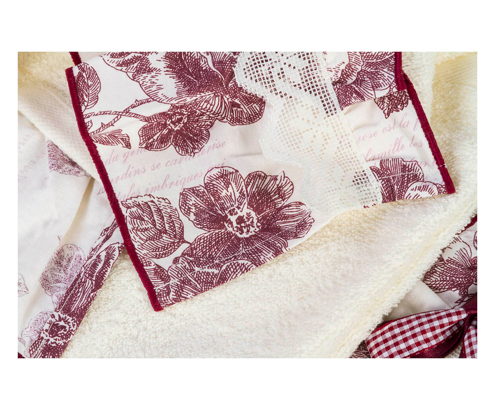 Полотенце махровое 110х150 Old Florence Амели бордовое Италия детали