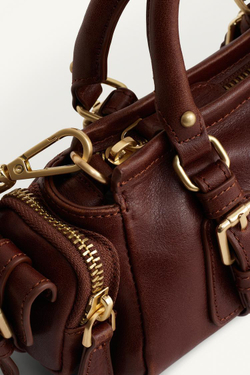 ZARA КОЖАНАЯ СУМКА-МИНИ, КОРИЧНЕВЫЙ