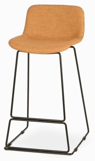 Барный стул Neo горчичный , ножки черный металл, сиденье с мягкой обивкой