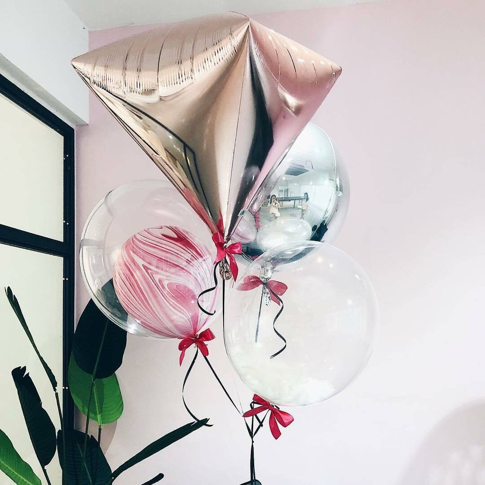 Шар А 3D АЛМАЗ Б/РИС 17" Металлик Розовое золото  (БГ-19)  Изображение4