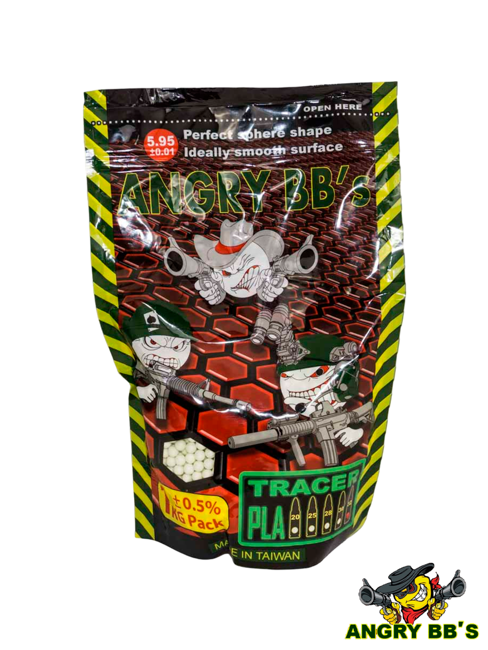 Шары трассерные Angry BB's 0,32 g (зелёные, 3100 шт, 1 кг, пакет)