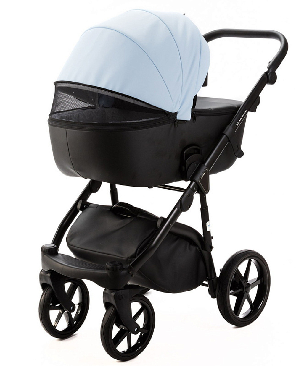 Детская коляска Adamex Nola Deluxe 2 в 1 N-SD112 (ГОЛУБАЯ КОЖА + ЧЕРН.КОЖА)