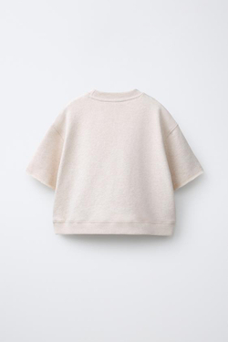 ZARA ФУТБОЛКА ИЗ ФУТЕРА, ПЕСОЧНЫЙ МЕЛАНЖ