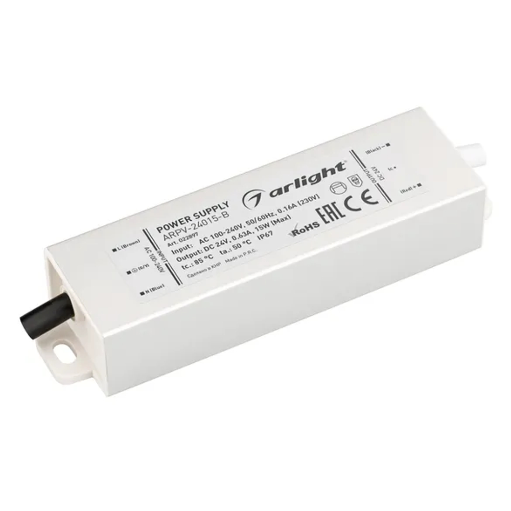 Блок питания ARPV-24015-B (24V, 0.6A, 15W) (Arlight, IP67 Металл, 3 года) 022897
