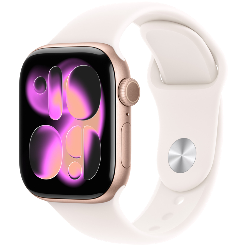 Apple Watch Series 11 GPS 42mm Rose Gold Aluminium Case with Light Blush Sport Band - S/M,Model A3331